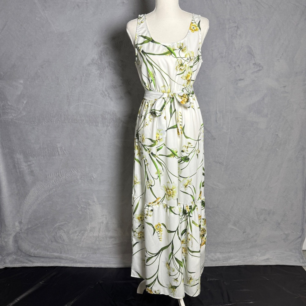 Celmia Size S NWT Floral Maxi Dress Boho Cottagecore Flowy Tie Waist